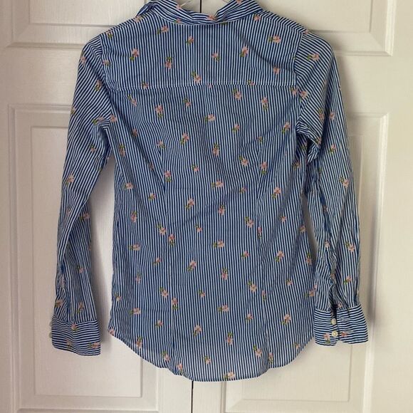 J. Crew Factory XXS Classic button-down shirt in printed cotton Striped Blue Flo - Picture 4 of 5